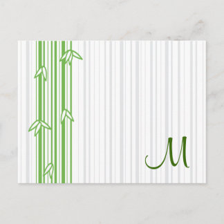Monogramm mit Bamboo-Hintergrund - Buchstabe M Postkarte
