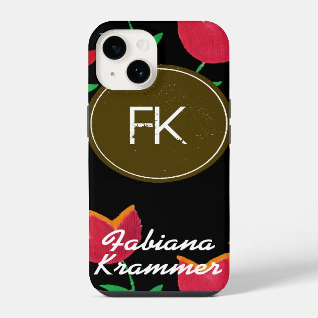 Monogramm mit Blumen iPhone Hülle (Rückseite)