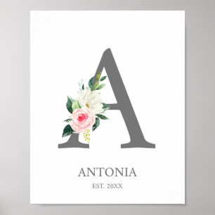 Monogramm mit Buchstabe A, Anfangsbuchstaben-Druck Poster