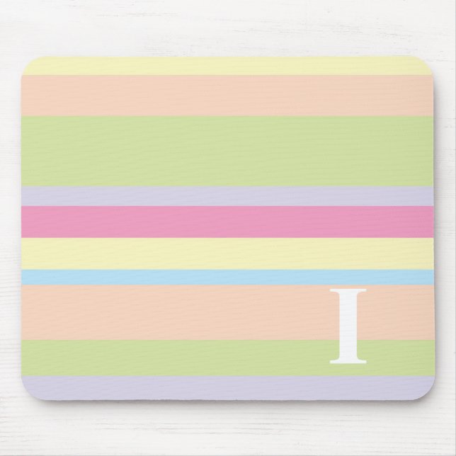 Monogramm mit einem bunten gestreiften Hintergrund Mousepad (Vorne)