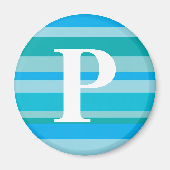 Monogramm mit einem farbigen Streifen-Hintergrund  Magnet (Vorne)