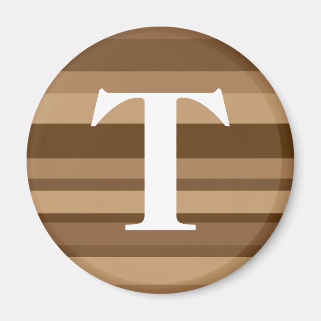 Monogramm mit einem farbigen Streifen - T Magnet (Vorne)