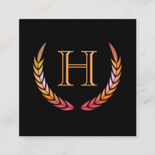 Monogramm mit Elementen (orange) Quadratische Visitenkarte