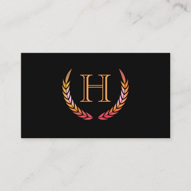 Monogramm mit Elementen (orange) Visitenkarte (Vorderseite)