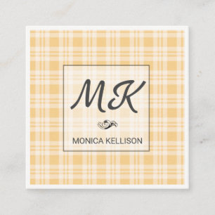 Monogramm mit Flanellmuster Quadratische Visitenkarte