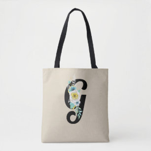 Monogramm mit floralem Sprühnebel in Weiß und Aqua