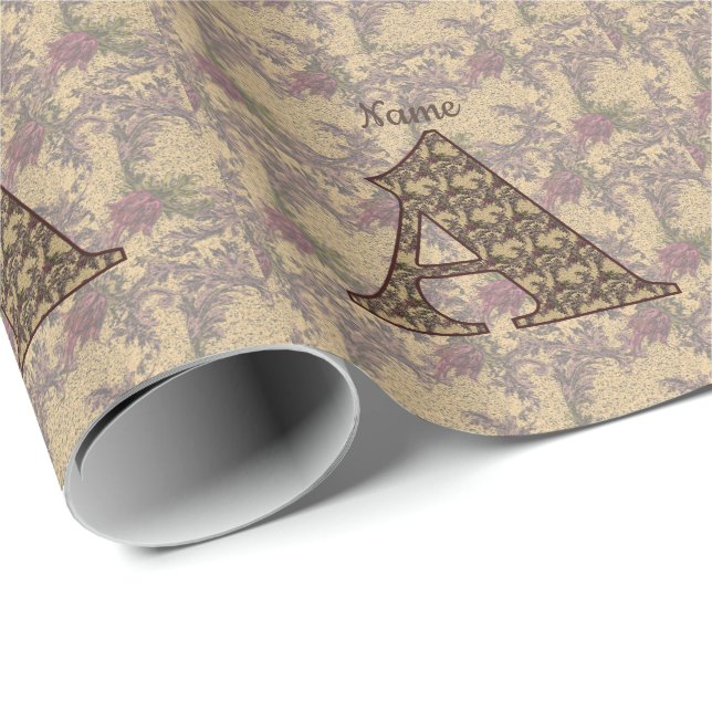 Monogramm mit floralen Anfangsbuchstaben Ein elega Geschenkpapier (Rolleneckpunkt)