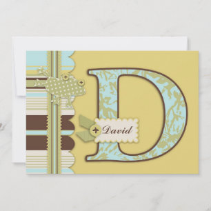 Monogramm mit Frog und Stripe Print Baby Dusche Einladung