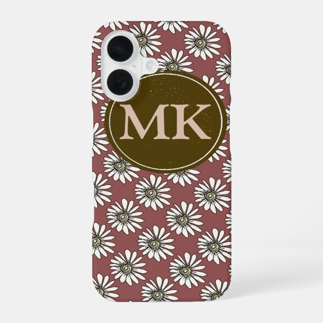 Monogramm mit Gänseblümchen iPhone 16 Hülle (Rückseite)
