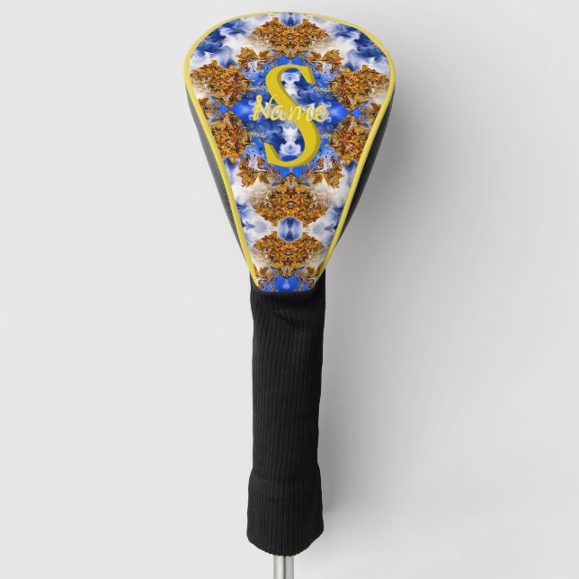 Monogramm mit Ihrem Anfangsbuchstaben Namen Farbig Golf Headcover (Vorderseite)