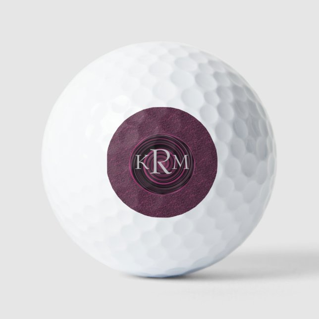 Monogramm mit Ihren Initialen Pflaumenwirbel Perso Golfball (Vorderseite)