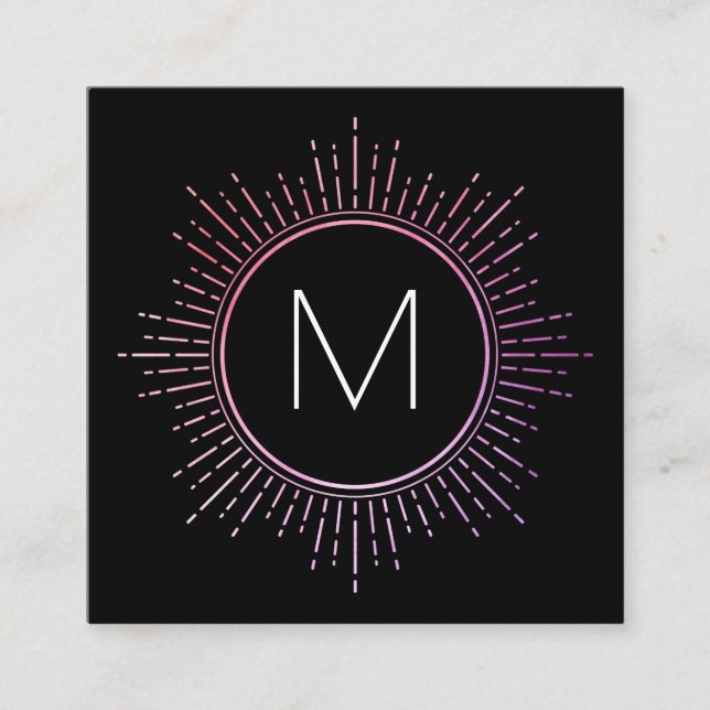 Monogramm mit Imitaten Gold beleuchtete Elemente Quadratische Visitenkarte (Vorderseite)