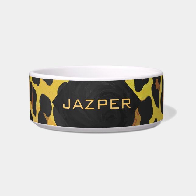 Monogramm mit Leopard Brown und Gelb Napf (Vorderseite)
