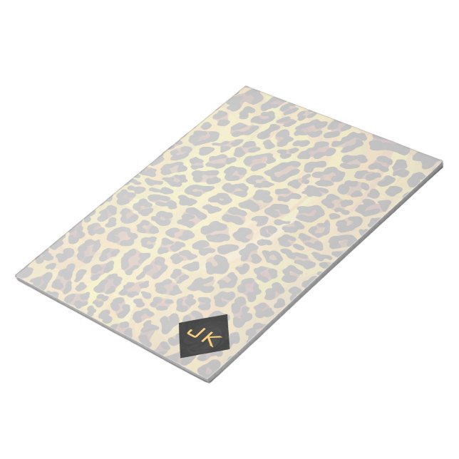 Monogramm mit Leopard Brown und Gelb Notizblock (angewinkelt)