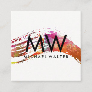 Monogramm mit moderner Wasserfarbe Quadratische Visitenkarte