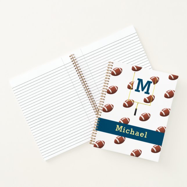 Monogramm mit Name Football Themed Notizbuch (Innenseite)