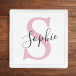 Monogramm mit neuem Personalisierten Namen Pink Acryl Tablett<br><div class="desc">Monogramm mit neuem Personalisierten Namen Pink</div>