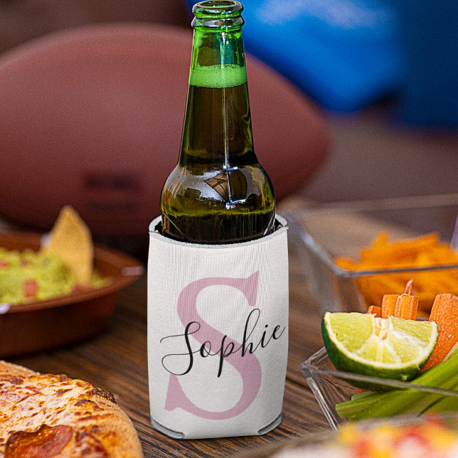 Monogramm mit neuem Personalisierten Namen Pink Dosenkühler (Von Creator hochgeladen)
