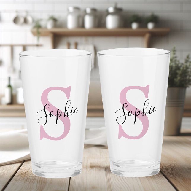 Monogramm mit neuem Personalisierten Namen Pink Glas (Von Creator hochgeladen)