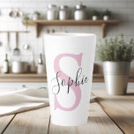 Monogramm mit neuem Personalisierten Namen Pink Milchtasse<br><div class="desc">Monogramm mit neuem Personalisierten Namen Pink</div>