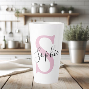 Monogramm mit neuem Personalisierten Namen Pink Milchtasse