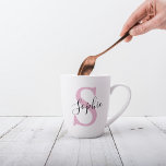 Monogramm mit neuem Personalisierten Namen Pink Milchtasse<br><div class="desc">Monogramm mit neuem Personalisierten Namen Pink</div>