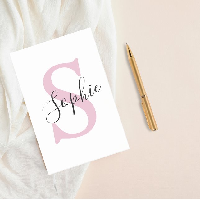 Monogramm mit neuem Personalisierten Namen Pink Post-it Klebezettel (Von Creator hochgeladen)