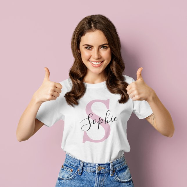Monogramm mit neuem Personalisierten Namen Pink T-Shirt (Von Creator hochgeladen)