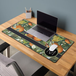 Monogramm mit Orangenfrucht und Blattdesign Schreibtischunterlage