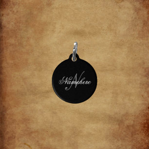 Monogramm mit Personalisiertem Schwarz und Weiß Haustiermarke