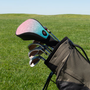 Monogramm mit rosa und grünem Glitzer Golf Headcover