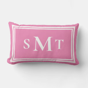 Monogramm mit rosa und weißem Buchstaben Lendenkissen