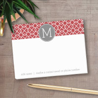 Monogramm mit rotem und grauem geometrischem Muste
