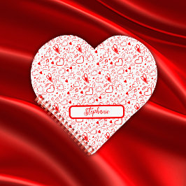 Monogramm mit roten Herzen auf weiß benennen | Notizbuch