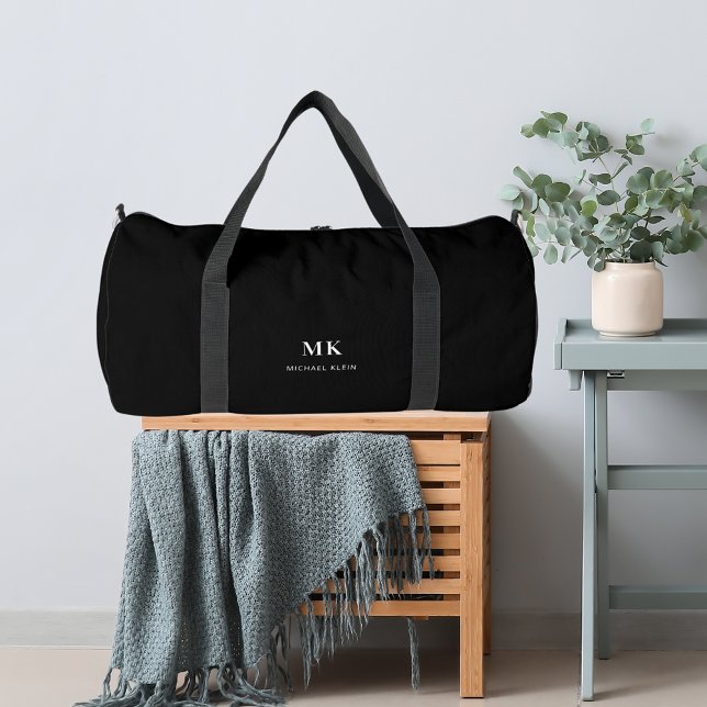 Monogramm mit Schwarz-weißer Bezeichnung Duffle Bag (Von Creator hochgeladen)