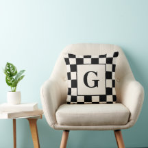 Monogramm mit schwarzer Creme, karierte Grenze