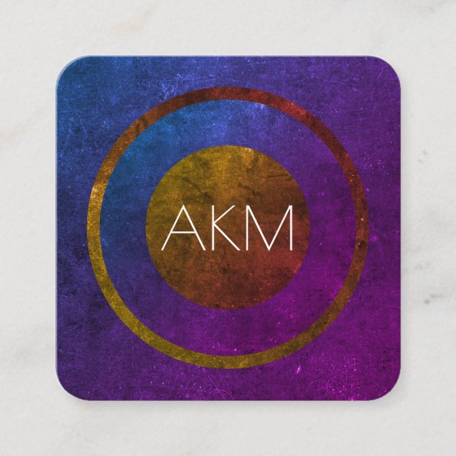 Monogramm mit Texturisierten Farbtechniken Quadratische Visitenkarte (Vorderseite)