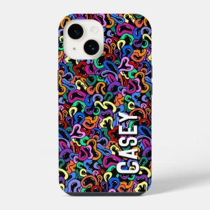 Monogramm mit Vornamen Farbige Blasenmuster iPhone 14 Hülle