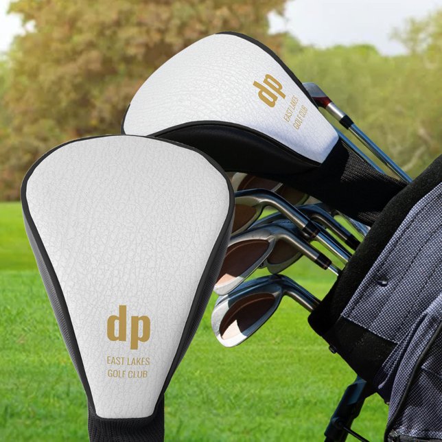 Monogramm mit weißem Leder und Personalisierter Na Golf Headcover (Von Creator hochgeladen)