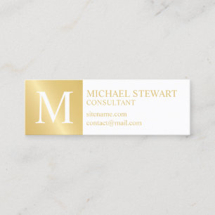 Monogramm mit weißer und goldener Eleganz Mini Visitenkarte