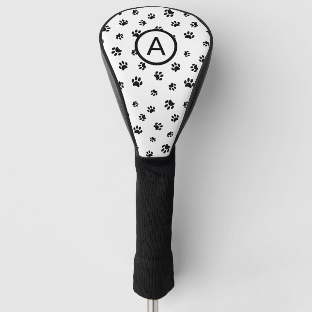 Monogramm mit weißer und schwarzer Paw Golf Headcover (Vorderseite)
