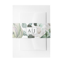 Monogramm mit White Floral Wedding Einladungsbanderole