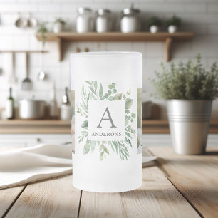 Monogramm mit zwei Fotos Personalisierter Grünra Mattglas Bierglas