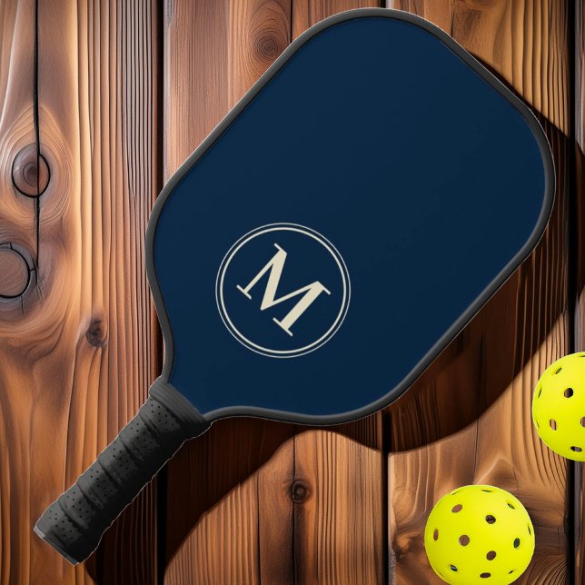 Monogramm Mitte des Jahrhunderts Solid Deep Sea Bl Pickleball Schläger (Von Creator hochgeladen)