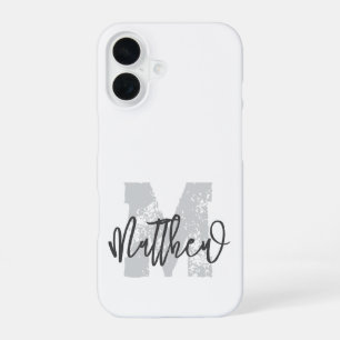 Monogramm Modern Cooler Grunge Fügen Sie Ihren Nam iPhone 16 Hülle