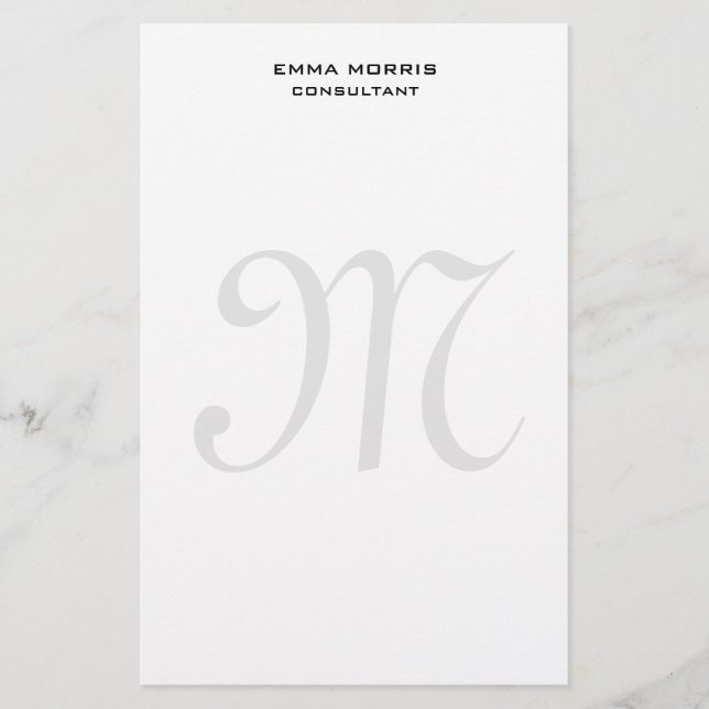 Monogramm modern einfache Minimalist Plain Briefpapier (Vorderseite)
