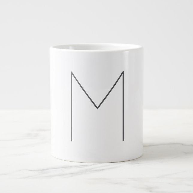 Monogramm modern einfache Minimalist Plain Jumbo-Tasse (Vorderseite)