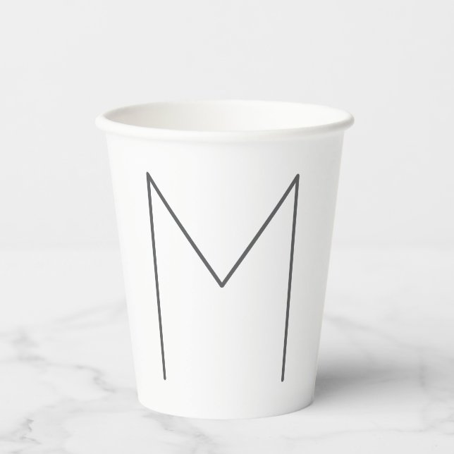 Monogramm modern einfache Minimalist Plain Pappbecher (Vorderseite)