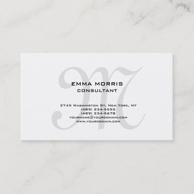 Monogramm modern einfache Minimalistin Visitenkarte (Vorderseite)