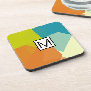 Monogramm Modern Elegante Retro-Farben Geometrisch Getränkeuntersetzer